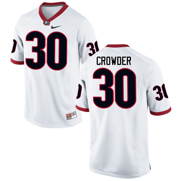 Men Georgia Bulldogs #30 Tae Crowder College Football Jerseys-White - Click Image to Close